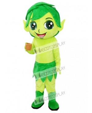 Green Elf Wizard with Leaves Mascot Costume