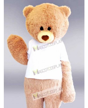 White Shirt Beige Bear Mascot Costume