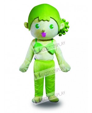 Green Hair Girl Mascot Costume