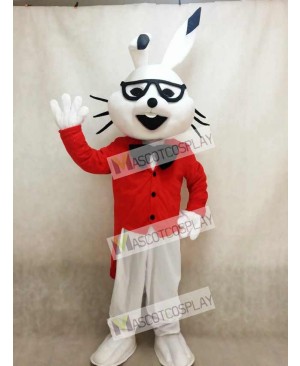 White Easter Bunny Bugs Rabbit Mascot Costumes with Red Coat