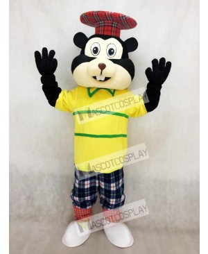 Golfing Gopher in Yellow Shirt Mascot Costume