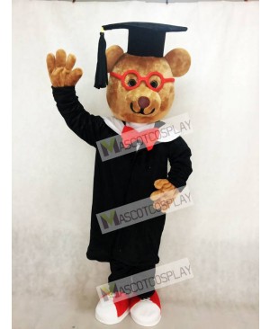 Bernard Bear Mascot Costume with Red Frame Glasses Animal