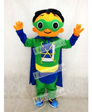 Super Why Super Hero Mascot with Green Cloak Costume