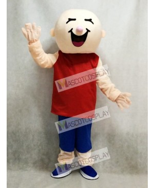 Round Head Boy in Red Vest Mascot Costume