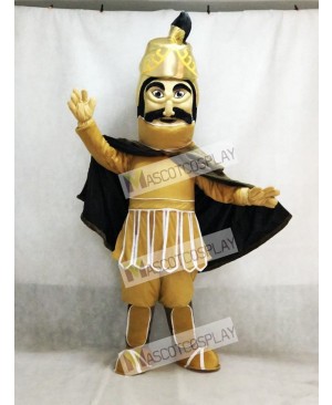 Fierce Golden Helmet Trojan Warrior Mascot Costume
