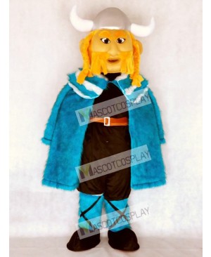 Thor the Giant Viking Mascot Costume with Blue Cloak