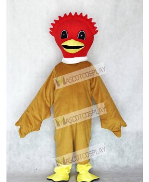 Cute Scarlet Bird Mascot Costume with Brown Body Animal