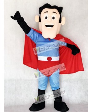 New Super Hero with Red Cape Mascot Costume