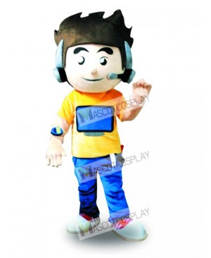 Earphone Computer Boy Mascot Costume