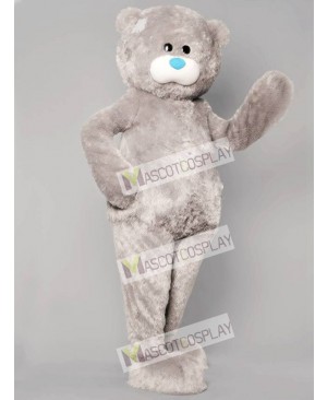 Grey Patched Cuddly Bear Mascot Costume