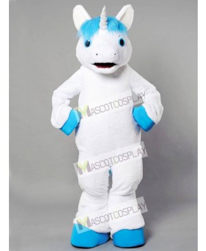 Unicorn With Blue Mane Mascot Costume