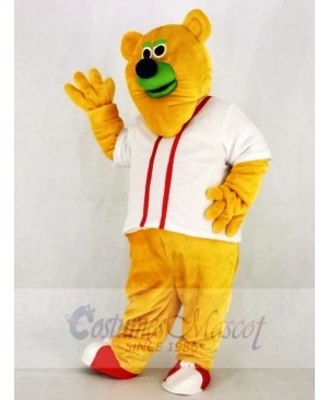 Fresno Grizzlies Parker T. Orange Bear with White T-shirt Mascot Costume College	