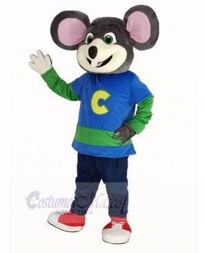 Chuck E. Cheese Mascot Costume Mouse with Striped Shirt