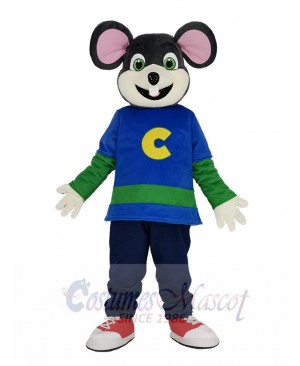 Cute Chuck E. Cheese Mouse with Beige Face Mascot Costume