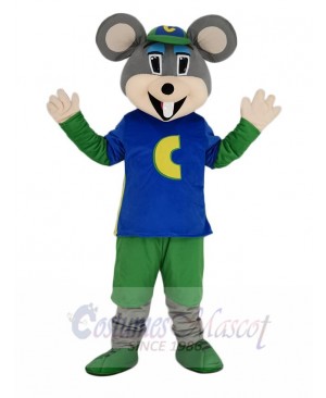 Chuck E. Cheese Mascot Costume Mouse with Green Hat