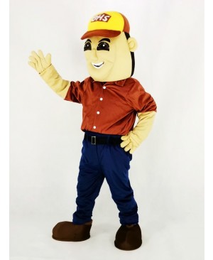 Strong Digger Man People Mascot Costume Cartoon