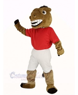 New Central's Buddy Broncho Horse in Red Jersey Mascot Costume