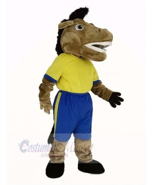 Broncho Horse in Yellow T-Shirt Mascot Costume