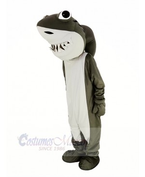 Gray and White Shark Mascot Costume