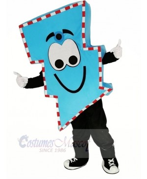 Mr. Electric Blue Lightning Bolt with Thick Stripes Mascot Costume