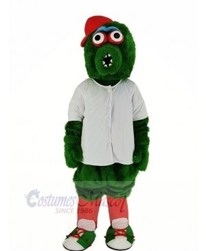 Green Monster with White T-shirt Mascot Costume Cartoon