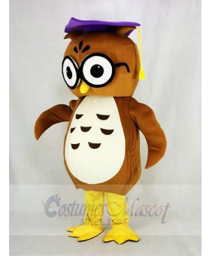 Brown Owl with Purple Cap Mascot Costume College