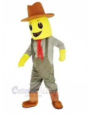 Blockhead Corn Crop Cowboy Mascot Costume