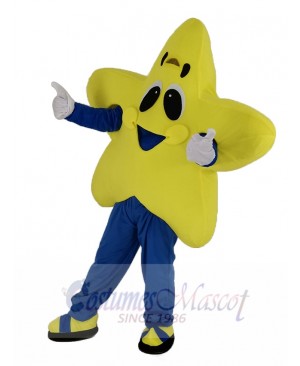 Smiling Yellow Twinkle Star Mascot Costume