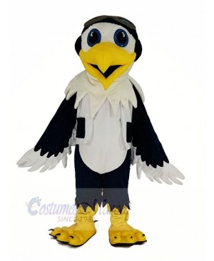 Blue and White Eagle with Vest Ace Pilot Bird Mascot Costume Animal