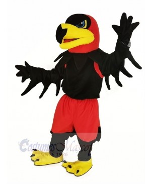 Black Night Hawk with Red Pants Mascot Costume