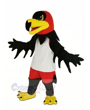 Black Night Hawk with White Vest Mascot Costume