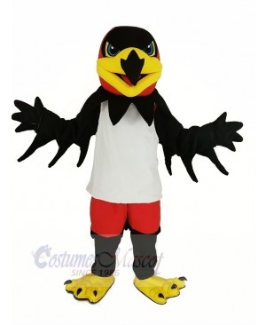 Black Night Hawk with White Vest Mascot Costume