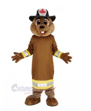 Burny Beaver with Hat Mascot Costume