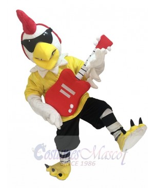 Rooster Cock with Guitar Rockin Chicken Mascot Costume Mascot Costume