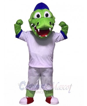 Cute Blue Hat Athlete Crocodile Alligator Mascot Costumes