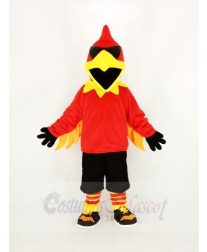 Rock Rooster with Black Trousers Mascot Costume Cartoon