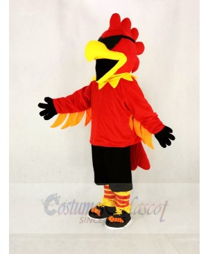 Rock Rooster with Black Trousers Mascot Costume Cartoon