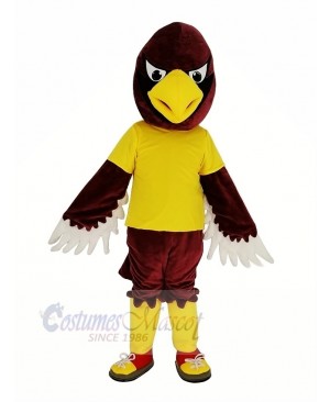 Red Cardinal Bird in Yellow Shirt Mascot Costume