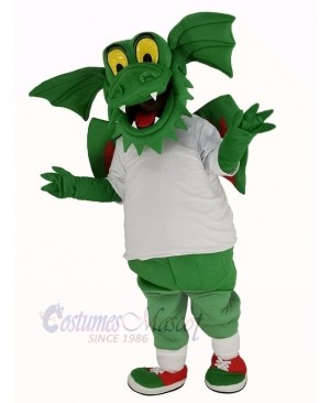 Dark Green Dragon with White T-shirt Mascot Costume