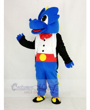 Blue Dragon with Black Tuxedo Mascot Costume Cartoon