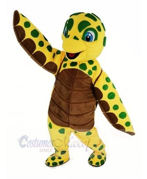 Brown and Yellow Sea Turtle Mascot Costume