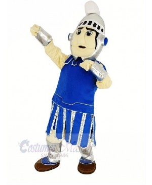 Dark Blue Titan Spartan Sparty with Silver Helmet Mascot Costume People