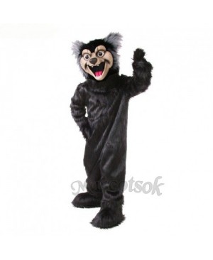Cute Black Wolf Mascot Costume
