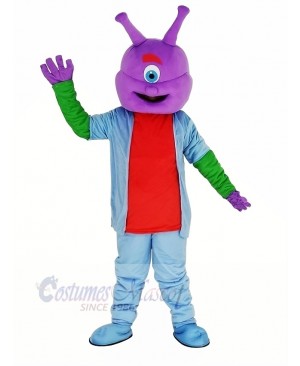 Alien with Purple Head Mascot Costume Cartoon