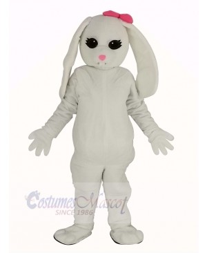 White Rabbit with Pink Bow Mascot Costume