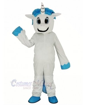 White Unicorn Mascot Costume Cartoon	