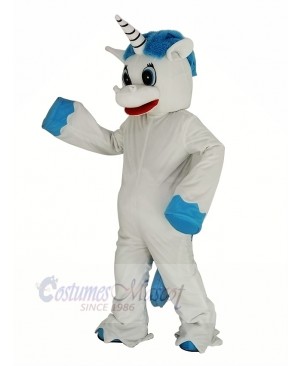 Unicorn with Blue Mane Mascot Costume Cartoon