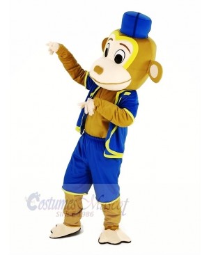 Clown Monkey in Blue Vest Mascot Costume Animal