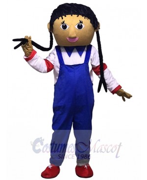 Blue Overalls Cowgirl Mascot Costumes