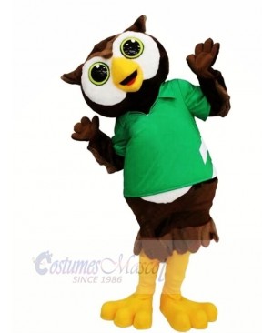 Lovely Owl with Green T-shirt Mascot Costumes	